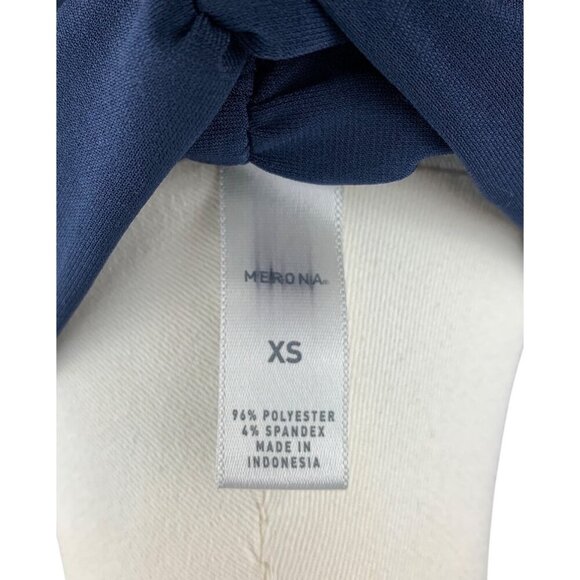 Merona Navy Sleeveless V-Neck Bow Tie Blouse XS Polyester/Spandex Womens Top - Picture 5 of 5